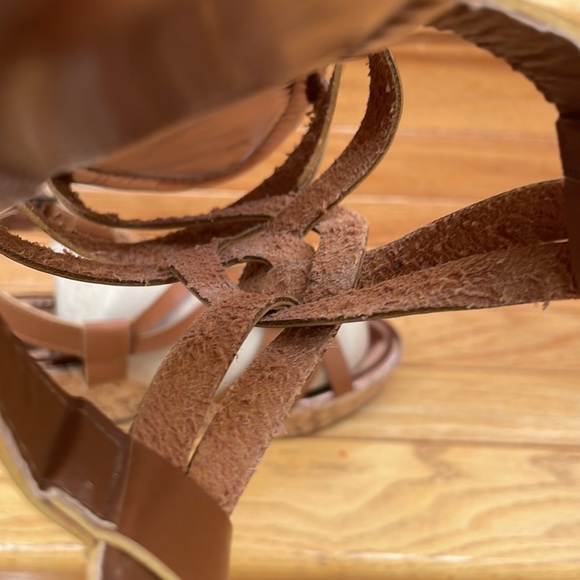 💕💕 Brown Leather Platform Heels Sandals Size 10 - Picture 5 of 6